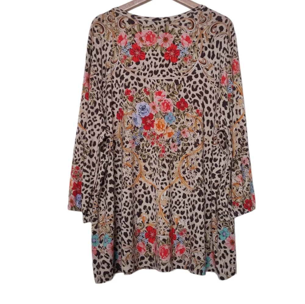 Johnny Was Women's Cheetah Puff Sleeve Top